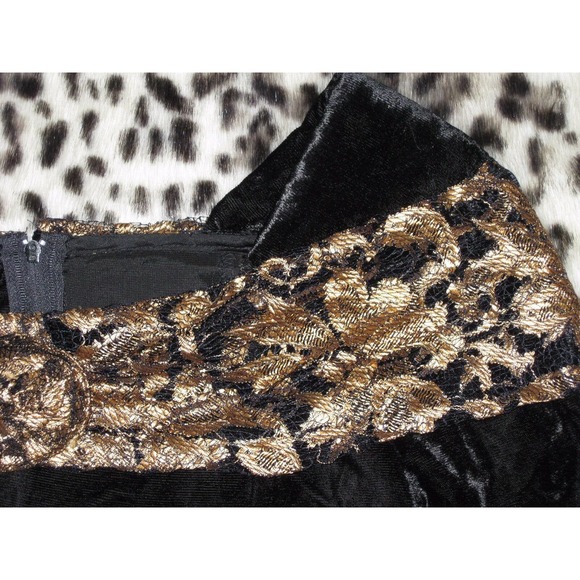 PHILLY CALIFORNIA 4 6 Black Gold Velvet 80s Dress - Picture 5 of 9
